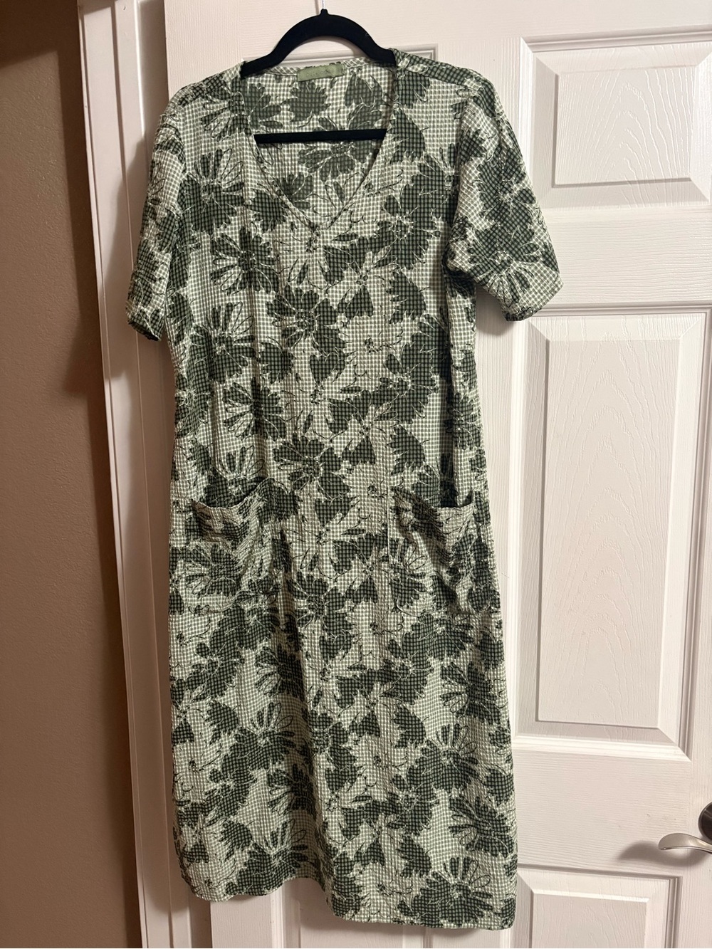 Cut Loose midi t shirt dress short sleeve floral gingham boho bohemian S